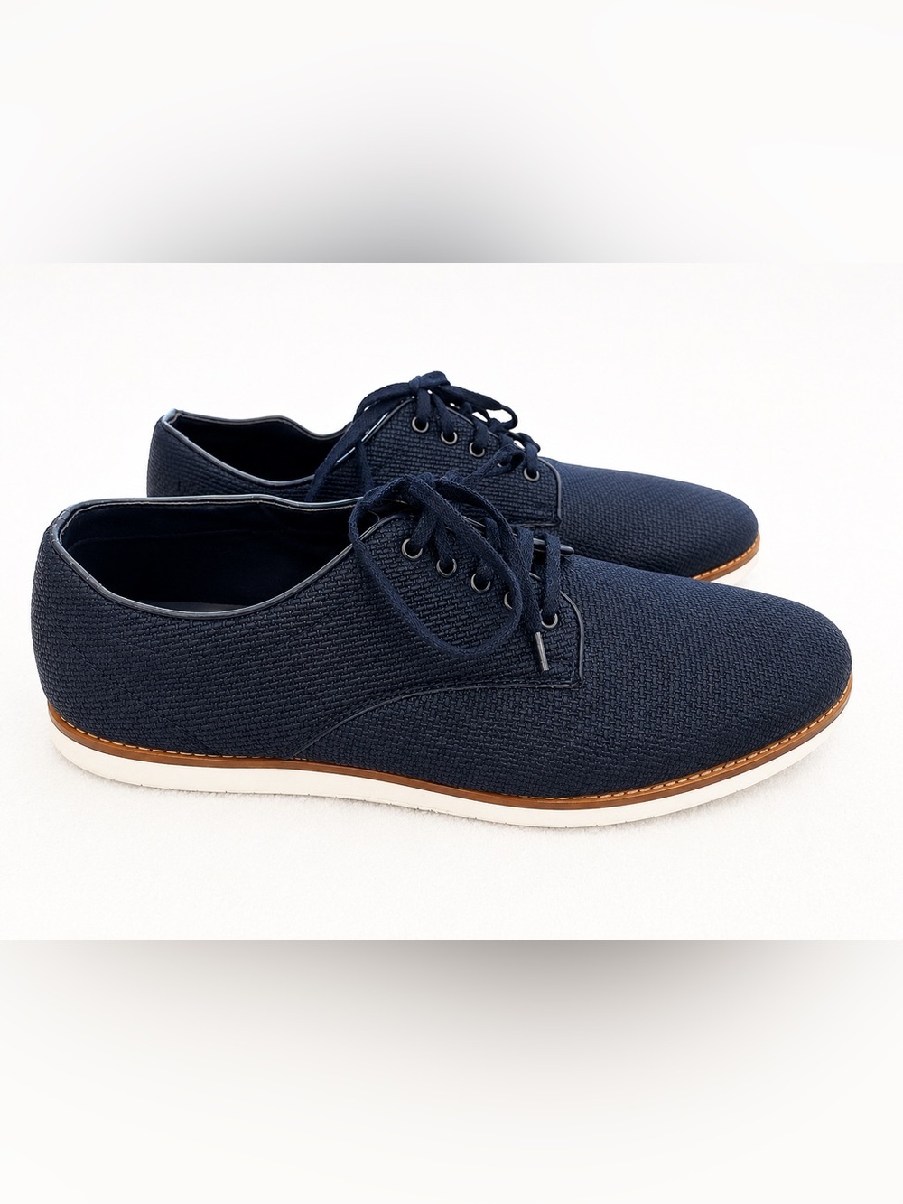 Zara Man Armando Navy Blue Canvas Boat Shoes Lace Up Casual Men’s Size 43